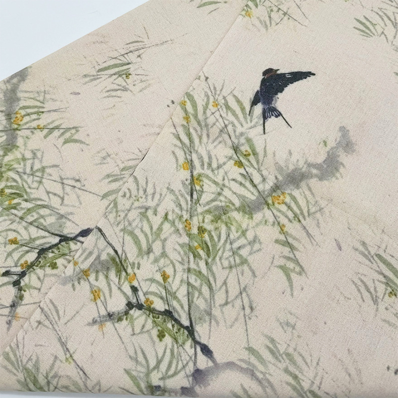 田園小花生地、花柄生地、綿麻生地、テーブルクロス、ソファカバー、カーテン生地、布片加工|undefined
