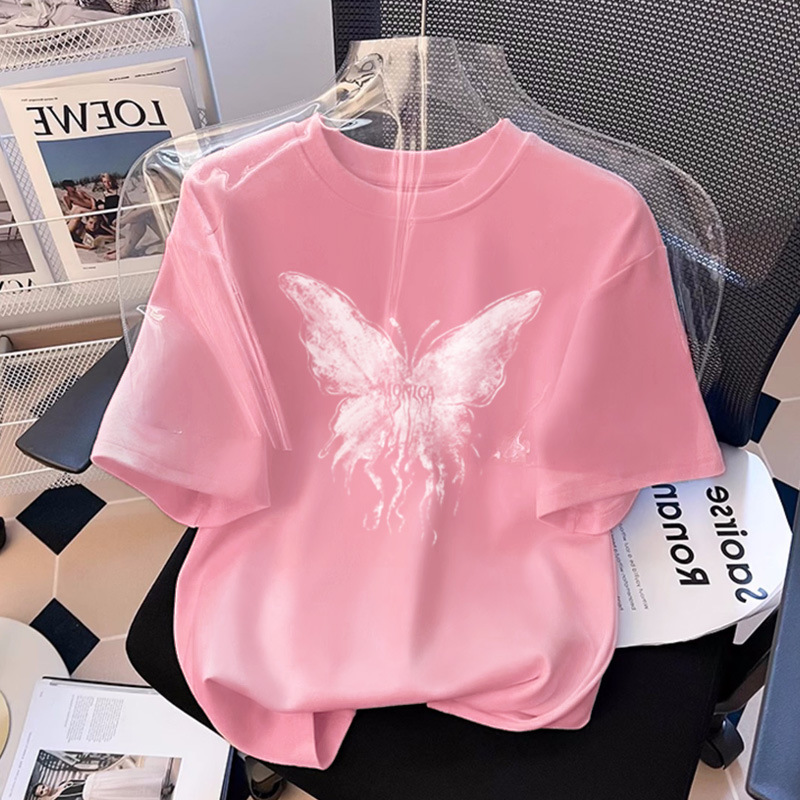Fashion Printed Round Neck Short-Sleeved T-Shirt for Women 2025 New European Style Loose Half-Sleeved T-Shirt Slimming Look Summer Top Trendy Fashion Printed Round Neck Short-Sleeved T-Shirt for Women 2025 New European Style Loose Half-Sleeved T-Shirt Slimming Look Summer Top Trendy