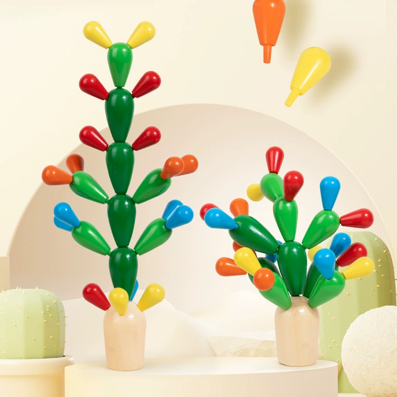 Детское образовательное раннее образование кактус, креативная деревянная игрушка-кактус, тренировка координации рук и глаз, разборка и сборка строительных блоков