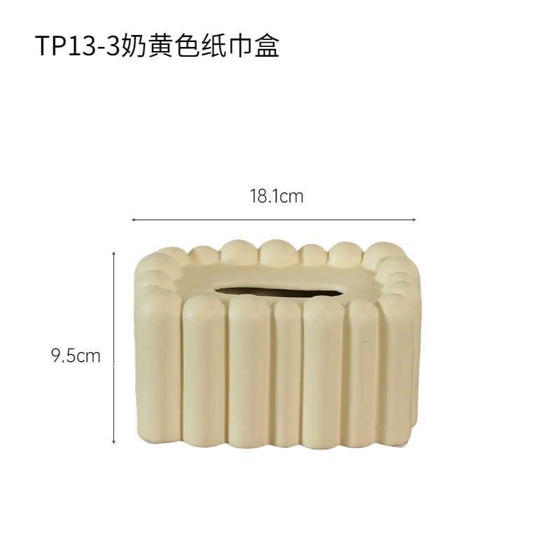 Ins cremoso viento cerámica caja de pañuelos decoración hogar sala de estar caja de dibujo simple escritorio decoración suave al por mayor