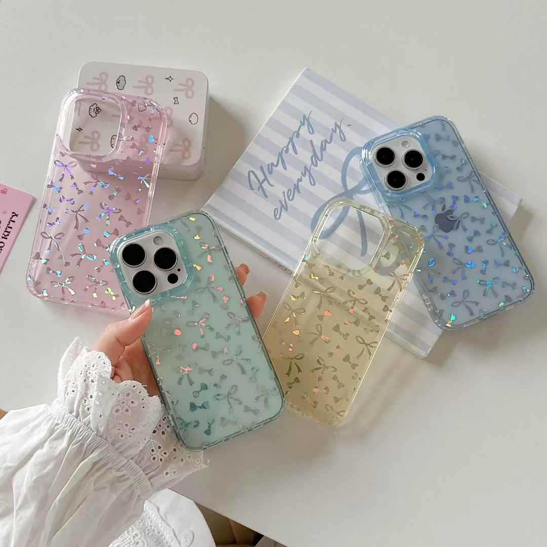 Lazo de pantalla completa láser coreano ins para iphone15ProMax/16 funda para teléfono móvil 13 Apple 14 girl