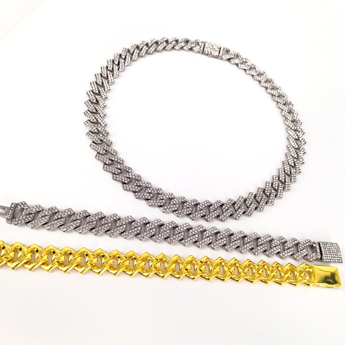 500g Weight Zircon Inlay Material Necklace Classification Alloy Chain Material 1 Piece Quantity Street Occasion Alloy Material Geometric Pattern Men's Gender Inlay Design Hip-Hop, Retro Style Hip-Hop Retro Geometric Alloy Inlay Zircon Men's Necklace 2