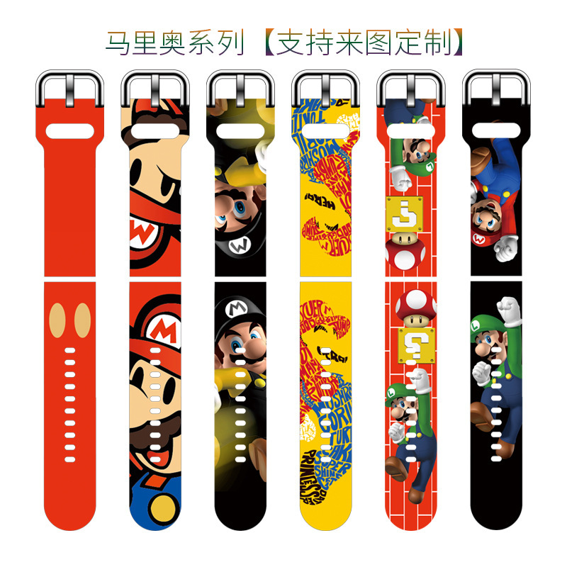 Suitable for Watch Strap Mario Printed Watch Strap Huawei Gt Samsung Watch4/5 Generation Fitbit Versa2/3