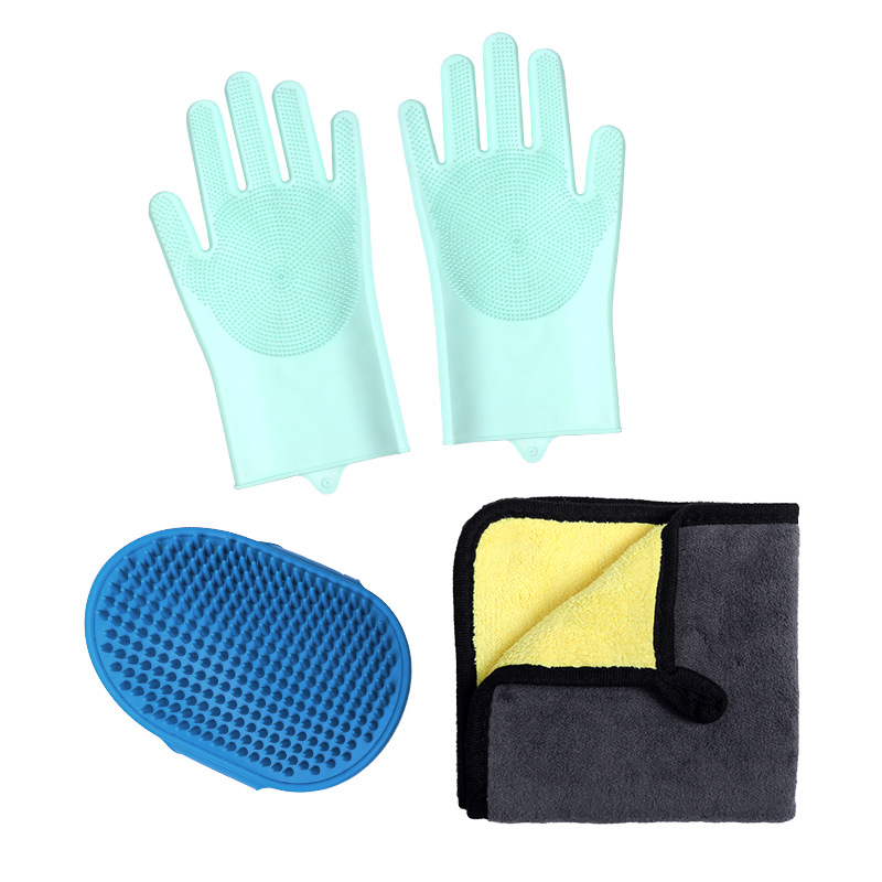 Amazon bate set de baño guantes cepillo para perros cepillo anti-atraqueo mascotas limpias herramientas de belleza para gatos y perros