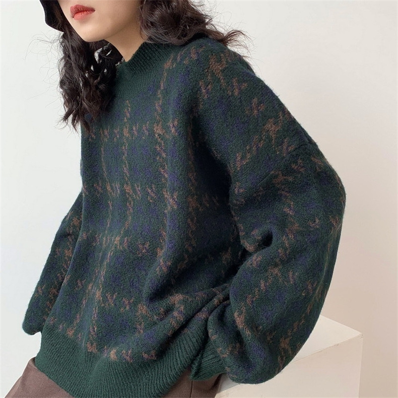 Autumn and Winter New Christmas Thickened Wine Red Sweater for Women's Retro Hong Kong Style, Luxury and Lazy French Style_voghion.com