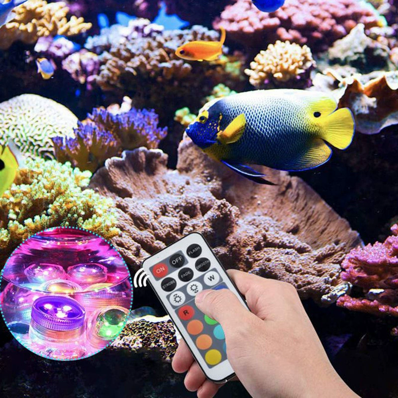 [LED水底灯小旋钮灯七彩同步防水遥控彩灯蜡烛灯水族馆潜水灯工厂]