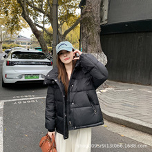 实拍2025冬季新款短款韩版加厚宽松显瘦连帽面包服棉服外套女