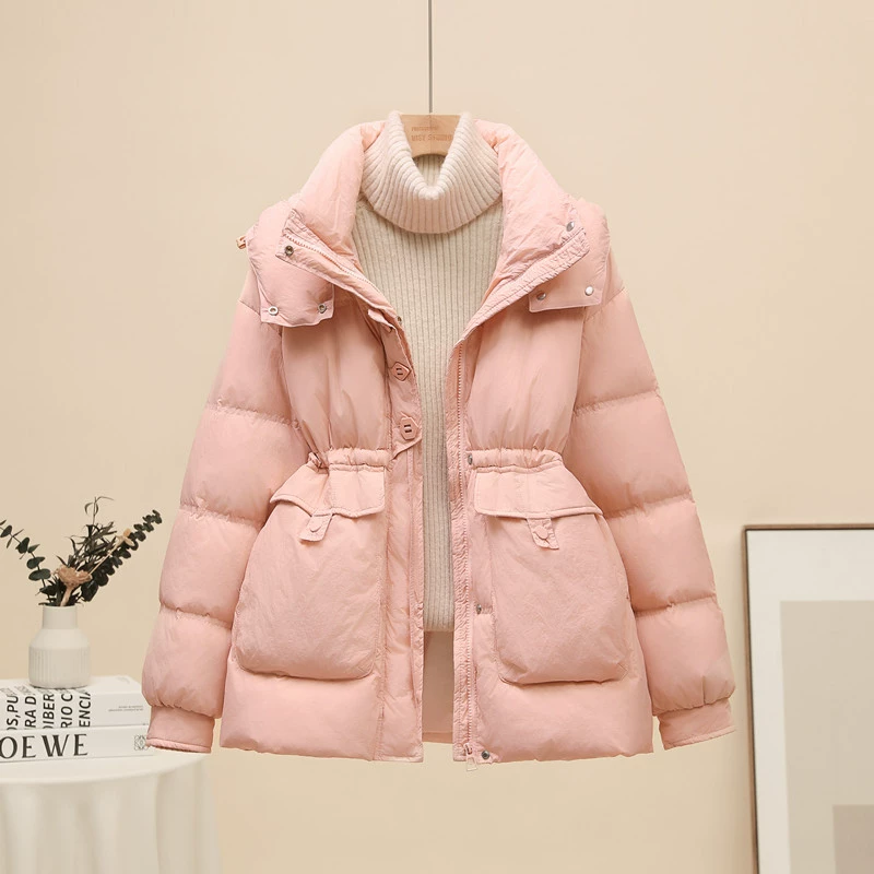 Женская удлиненная пуховая куртка на осень-зиму 2025 в корейском стиле, модная, приталенная, утепленная, из белого утиного пуха, свободного кроя, теплая