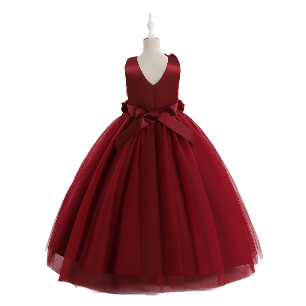 Europeo y americano Amazon nuevas niñas vestido de flores tridimensionales y piso vestido de princesa mullido vestido de cumpleaños vestido de novia