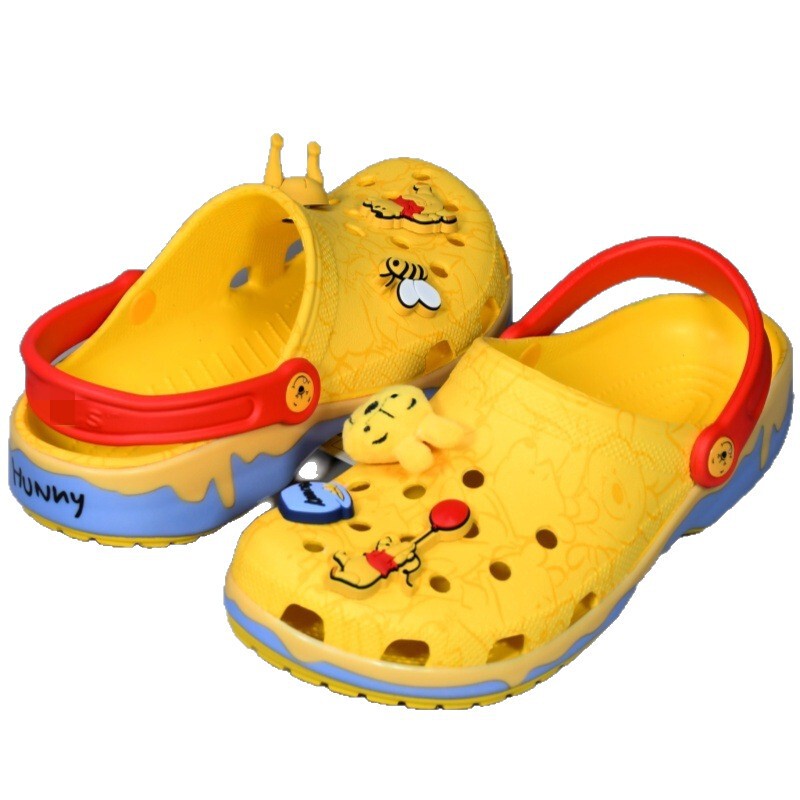 New Yellow Classic Winnie the Pooh Adult and Children's Shoes, Parent-Child Style Clogs, Beach Shoes, Closed-Toe Slip-Ons