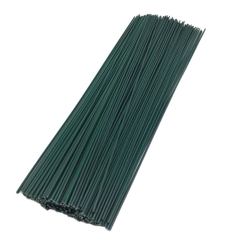 Varilla de flores de plástico recubierto N ° 2 varilla de tornillo de hierro verde hecho a mano varilla de flor Rama de flor DIY material de flor hecha a mano longitud especial 40cm