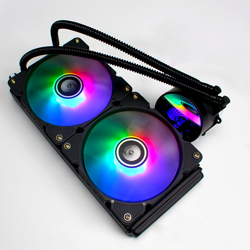Desktop host CPU water-cooled radiator luminous fan mute noise reduction desktop computer full platform universal Desktop host CPU water-cooled radiator luminous fan mute noise reduction desktop computer full platform universal