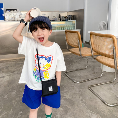 儿童小熊印花短袖2021夏款新品韩版男女童洋气圆领T恤潮自留推荐