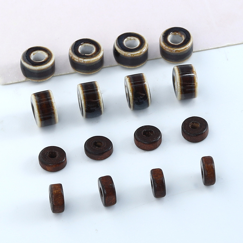 半成品扁片陶瓷珠diy配饰隔片手串配件隔珠配珠手工编织材料批发