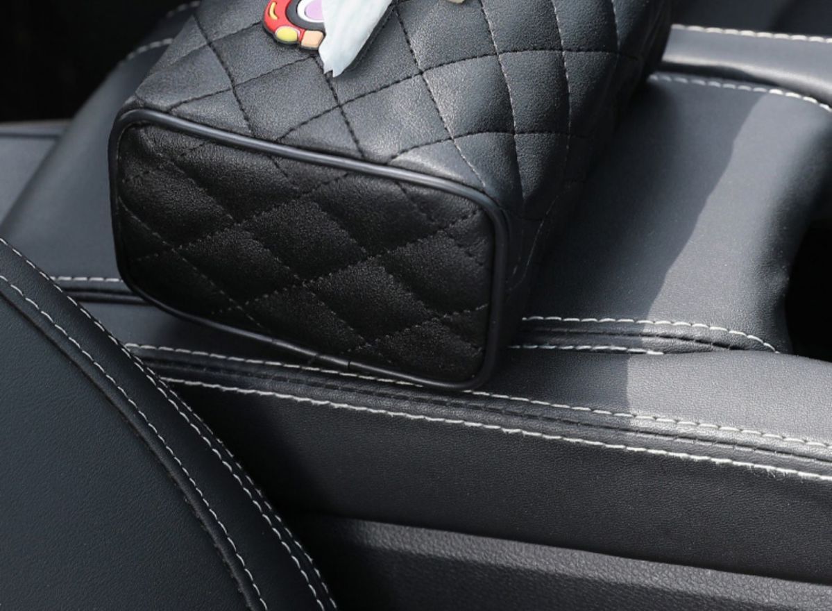 Internet Celebrity Car Tissue Box Leather Car Tissue Box Fixed Armrest Box Hanging Sun Visor Multifunctional Tissue Box