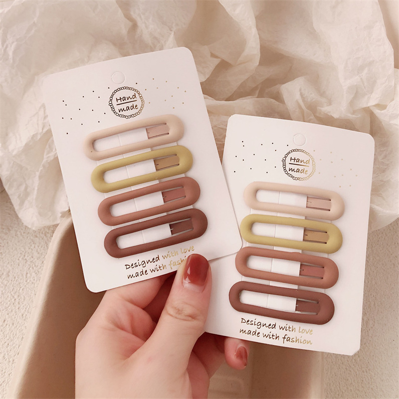 Otoño y invierno curry clip para el cabello de las mujeres tarjeta de cabello de la niña lado sin marcas clip BB simple clip para el cabello de frangeo clip clip tocado