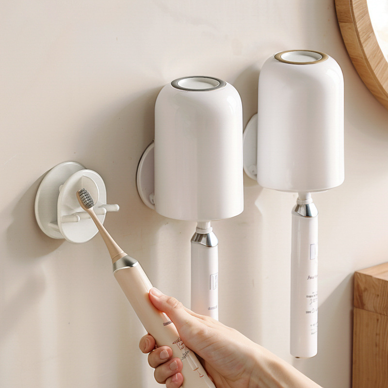 Estante de cepillo de dientes sin punzonado, taza de cepillo de dientes, taza de enjuague bucal, estante para colgar en la pared, taza de dientes montada en la pared, estante de almacenamiento para aparatos dentales, estilo explosivo