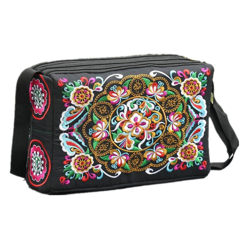 Yunnan estilo étnico bordado bolso de mujer bolso de mensajero bordado bolso de estilo étnico bolso de mujer cuadrado bolso bordado de tres capas
