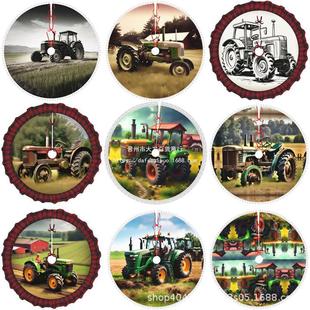 Tractor tree skirt cross-border new 78cm90cm101cm122cm linen short plush Christmas tree ornaments