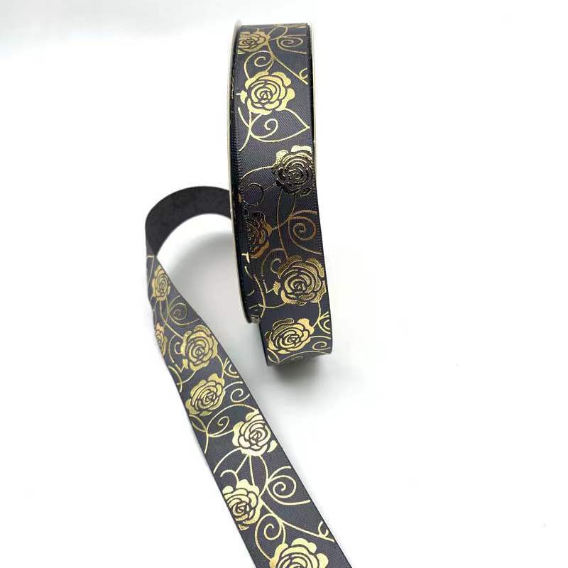 3D caliente sólido dorado rosa cinta flor regalo caja embalaje cinta bar soporte hecho a mano poliéster cinta