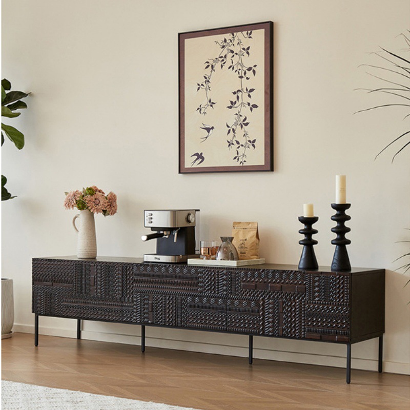 Medieval-Style Retro Tv Cabinet Storage Cabinet Integrated Cabinet Floor-Standing Wall-Mounted Tv Cabinet Storage Cabinet Living Room Furniture