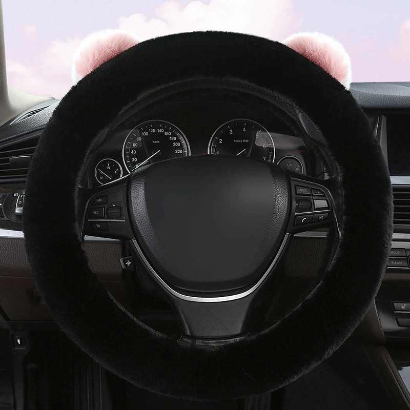 Winter plush keep warm elastic steering wheel, cartoon ultra thin non-slip universal handle