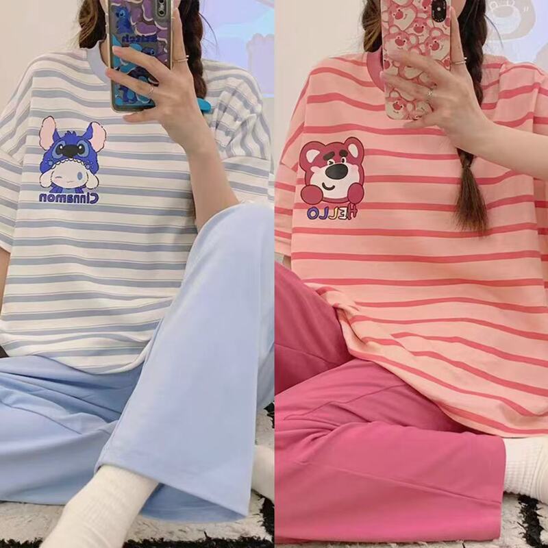 Wholesale Pajamas for Women Plus Size 5XL Loose 2025 Thin Cool Short-Sleeved Pants Girls Home Wear Set Wholesale Pajamas for Women Plus Size 5XL Loose 2025 Thin Cool Short-Sleeved Pants Girls Home Wear Set