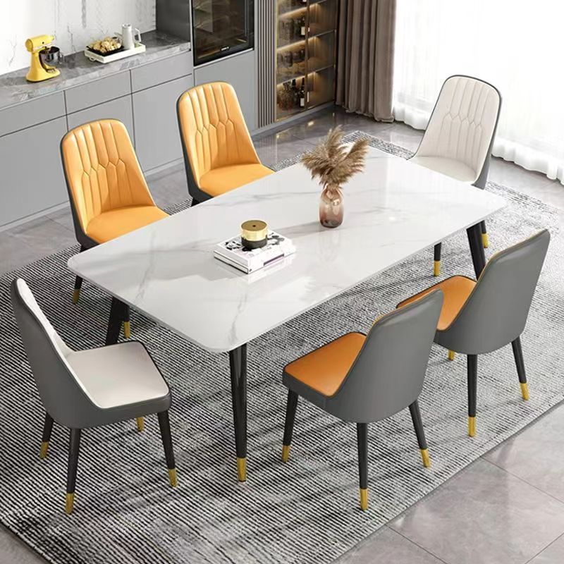 Modern Simple High-End Dining Table and Chair Set for Home Italian Slate Table and Chair Reinforced Slate Tabletop Panel Wholesale