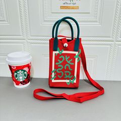 2024新年恭喜發財針織手提包女發字包紅色喜慶禮盒包背帶包手機包