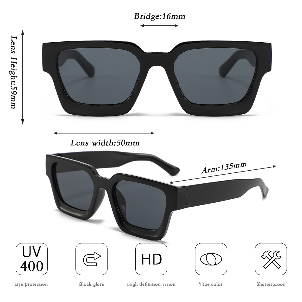 Klassische quadratische Sonnenbrille 2025 – Grenzüberschreitender Verkaufsschlager im Großhandel – Vollrahmen-Sonnenschutz – Unisex – Hochwertige, gesichtsschlankmachende Sonnenbrille_voghion.com