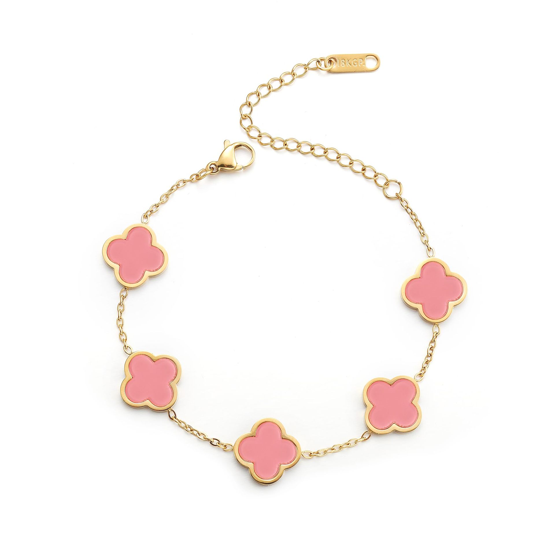 금팔찌 핑크쉘(양면꽃)