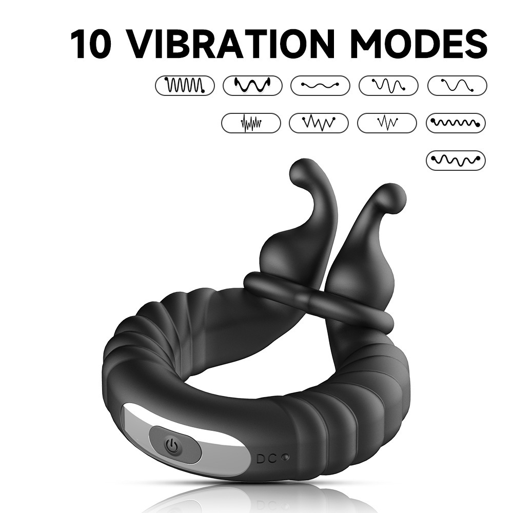 Rechargeable 10-Frequency Vibrating Silicone Lock Ring with Remote Control — detail image 1