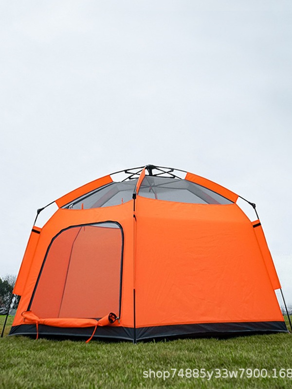 Carpa de doble capa de apertura rápida automática al aire libre de Xia Duoji para acampar, engrosamiento, lluvia, protección solar, parque, carpa doble de playa