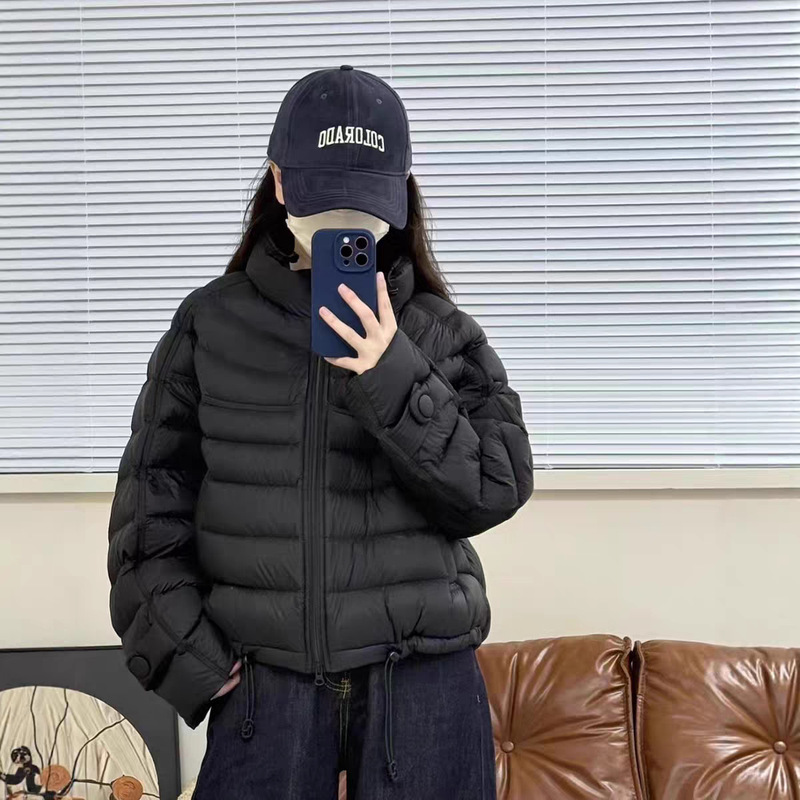 韩系宽松立领短款轻薄羽绒服女2025秋羽绒休闲简约90白鸭绒外套|undefined