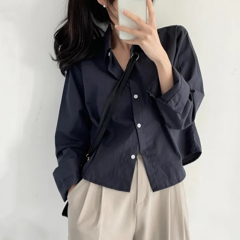 In Stock! Korean White Shirt Women's Spring & Fall Design Niche Loose Small Top Shirt In Stock! Korean White Shirt Women's Spring & Fall Design Niche Loose Small Top Shirt
