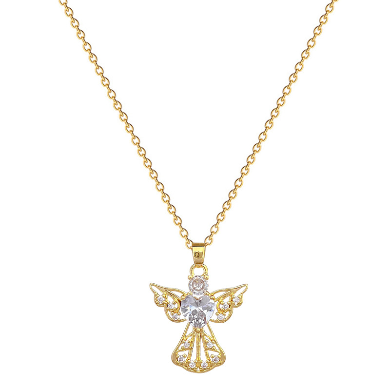 Collier ras de cou ange en diamant acier titane luxueux_voghion.com