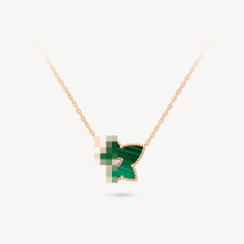 LO汤唯孙怡同款LA三叶草常青藤枫叶项链女绿松石白贝母锁骨链吊坠