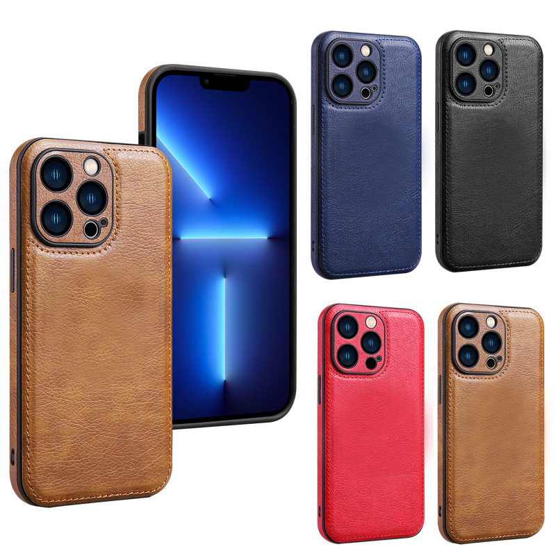 适用iphone16promax手机壳 苹果15pro商务贴皮保护套侧边贴皮保护