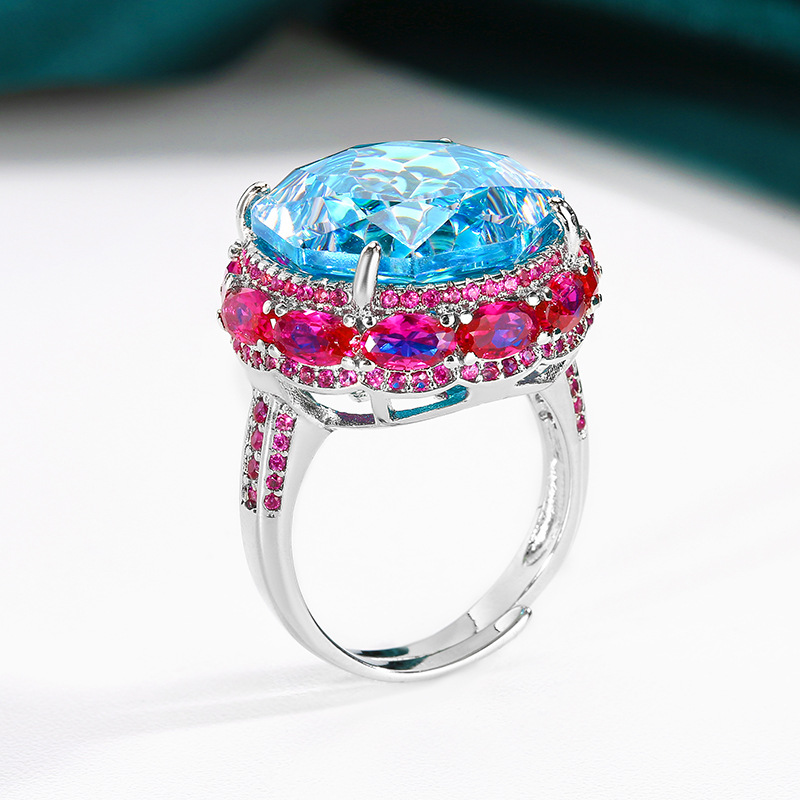 Venta caliente nuevo estilo Zhuangsheng joyería fondo de cobre chapado en oro rosa corte seco degradado ligero traje de lujo femenino piedra 18-16