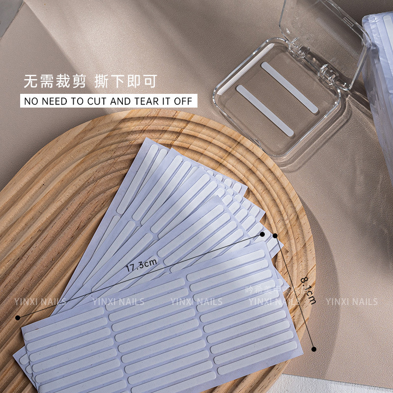 美甲双面透明水晶胶条白色穿戴甲收纳展示果冻胶固定免裁剪双面胶|undefined