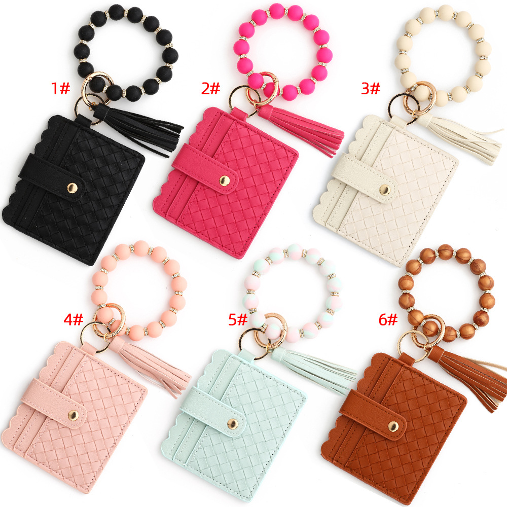 Ethnic Style Simple Style Rhombus Pu Leather Tassel Inlay Rhinestones Keychain display picture 1