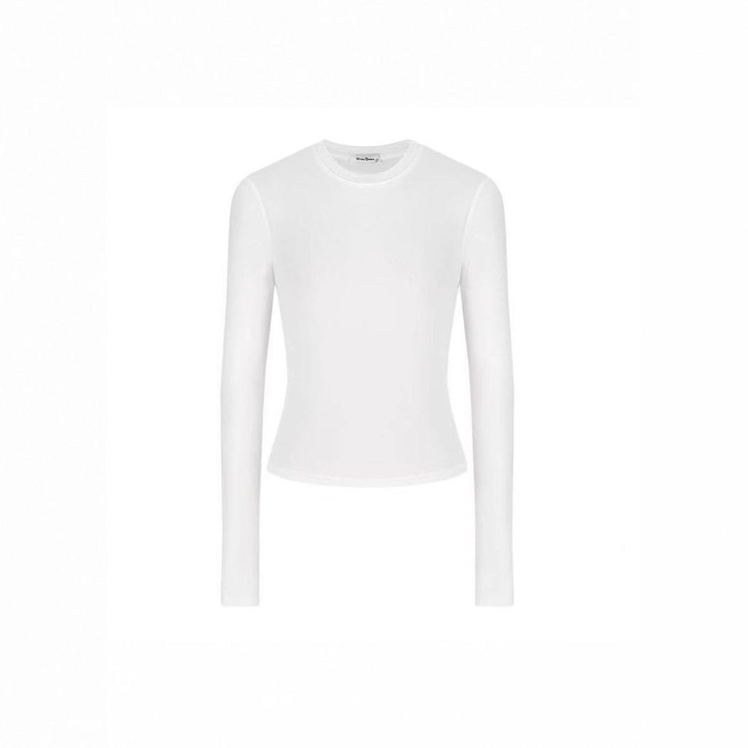 Slim-fitting Long-sleeved T-shirt For Women Solid Colour Top_voghion.com