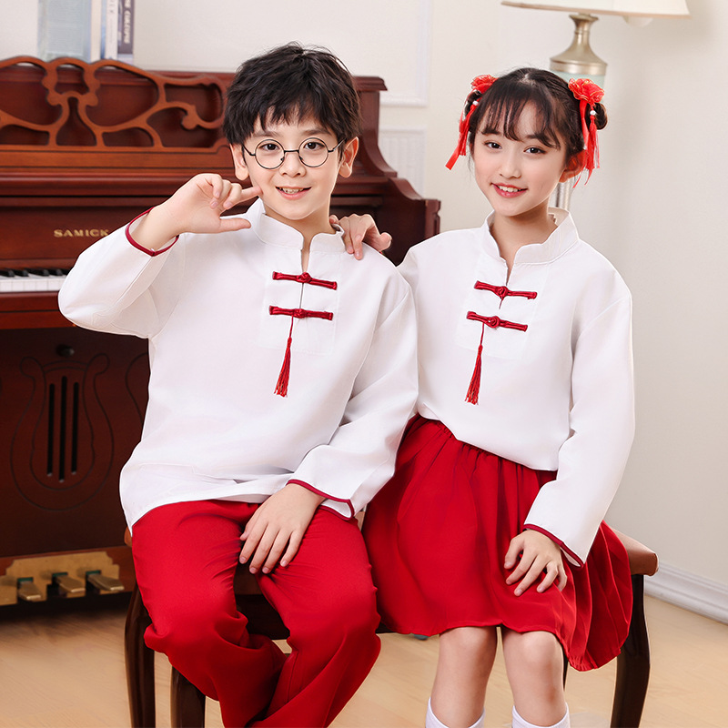Children's sports suit for early age for students, Chinese style 4