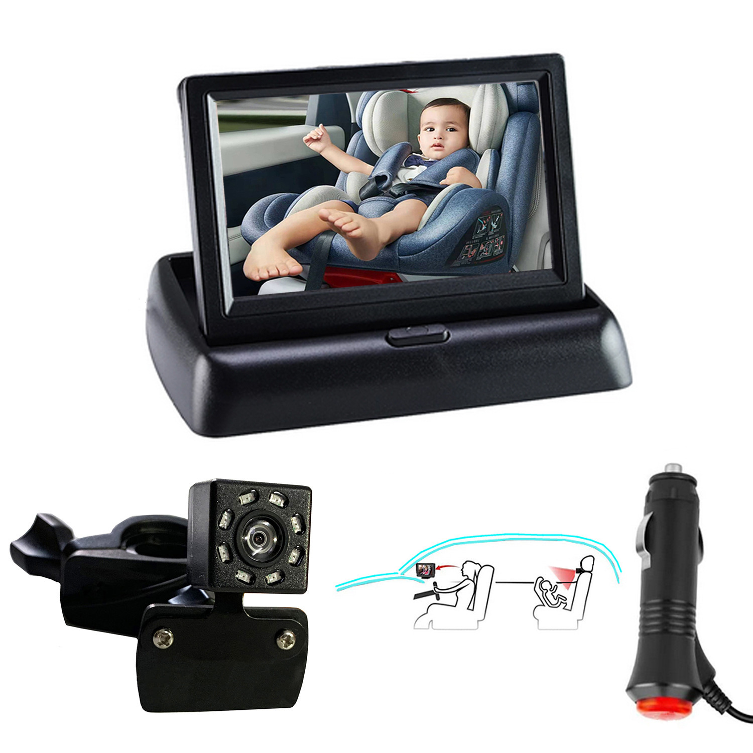 Amazon Bestseller 4.3inch Baby Car Monitor Baby Rearview Camera Baby Car Mirror