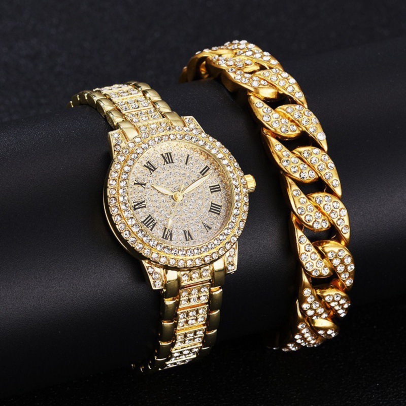 Diamante reloj de pulsera de moda set pulsera de las señoras relojes de las mujeres
