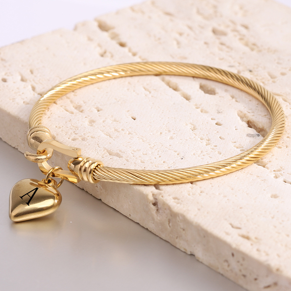 21g Weight 304 Stainless Steel Pendant Material Bangle Classification 304 Stainless Steel Chain Material 1 Piece Quantity Casual, Holiday Occasion 304 Stainless Steel Material Letter Pattern Unisex Gender Plating Design Simple Style Style Simple Style Letter 304 Stainless Steel Bangle In Bulk 3