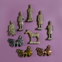 复古兵马俑树脂冰箱贴秦俑战马铜车马立体磁贴西安历史文旅纪念品