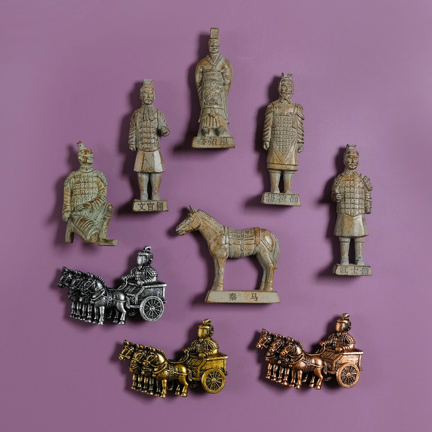 复古兵马俑树脂冰箱贴秦俑战马铜车马立体磁贴西安历史文旅纪念品
