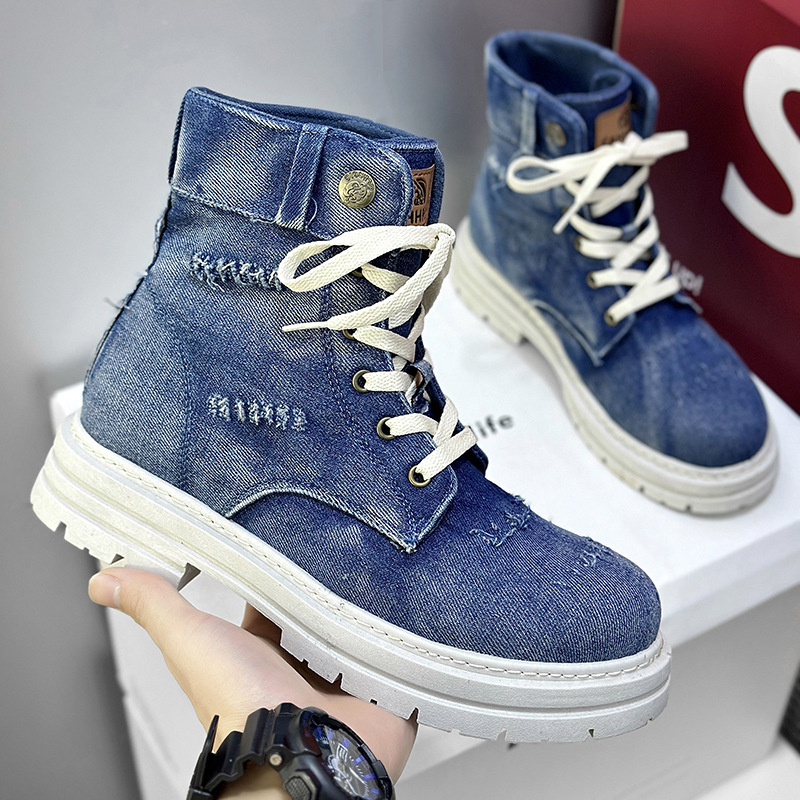 Herrenschuhe neue Herrenschuhe Martin Stiefel schwarzes Leder High Top Style Motorradstiefel Paar Stiefel_voghion.com