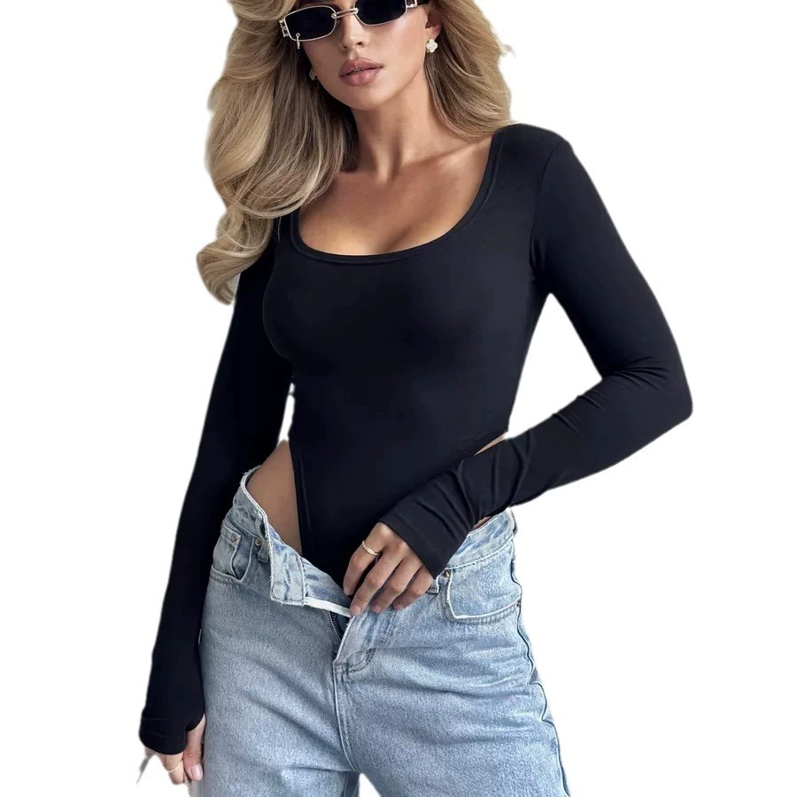 Рукавом рукавом длинным 低 低 боди боди low -cut long sleeve tights